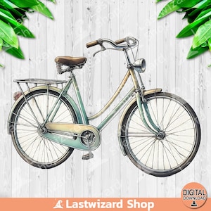 Retro Bicycle PNG, Wildflower Sublimation Design, Watercolor Antique Bicyc Clipart, Vintage Bike PNG, PNG, Bicycle Lover, Digital Download