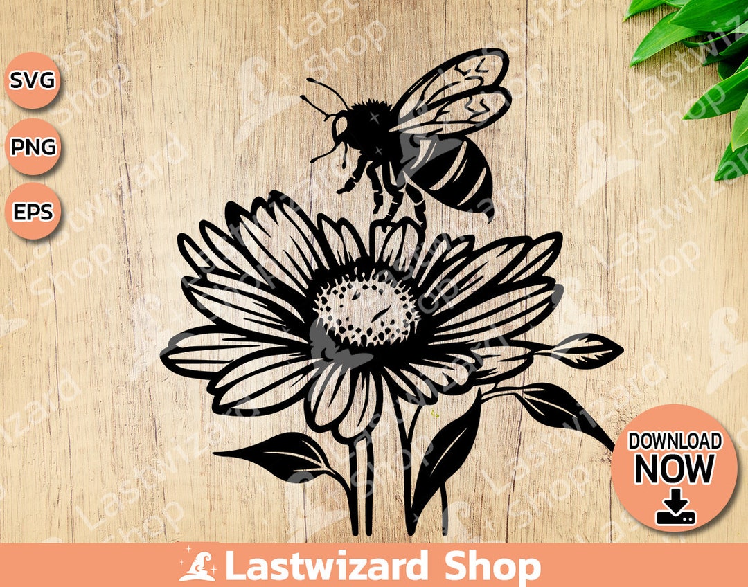 Sunflower and Bee Svg, Honey Bee Svg, Flower Svg, Mother's Day Svg, Mom Life Svg, Mom Wall Print