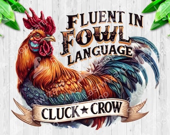 Grappige haan, png-bestand: Western Cluck Crow-sublimatie (digitale download)