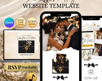 Black White Wedding Invitation Digital Download For Black Tie & Formal Wedding Couples | African American Wedding Invitation Paperless