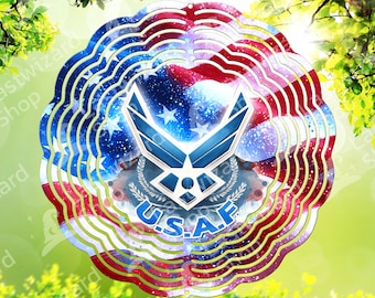 USAF Wind Spinner Sublimation Design, 4th of July Independence Day Yard Art, Air Force Hero PNG, Summer Patriotic Digital File