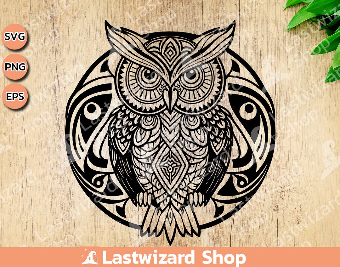 Owl With Mandala Svg, Nocturnal Svg, Wildlife Svg, Wisdom Svg, Tattoo ...