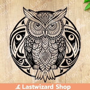Uil met mandala svg, nachtelijke Svg, Wildlife Svg, wijsheid svg, tatoeage, vinylsnijder, Cricut, silhouet, png, cadeau voor uilenliefhebber