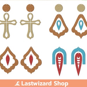 Boho gestapelde oorbellen Svg, Marokko kunstleer oorbellen, boho oorbellen png, oorbel sjabloon, hanger DIY gesneden bestanden, Cricut, silhouet
