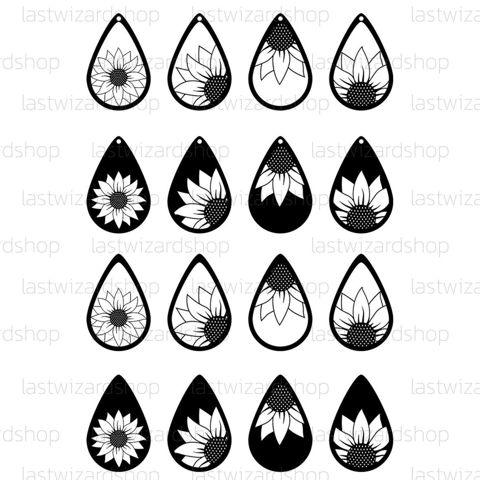 Sunflower Earrings Svg Boho Sunflower Earrings Svg Faux Etsy