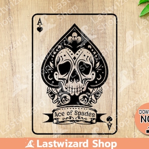 Ace Of Spades Skull Svg, Casino Svg, Risk Svg, Playing Card Svg, Poker, Halloween, Tattoo, Vinyl Cutter, Cricut, silhouette, png sublimation