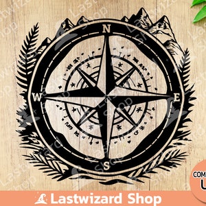 Compass for Camping SVG PNG File, Mountain Compass for T shirt, Wall Decor, Stencil for Cricut, Gift for Geologist, Archaeologist, Boy Scout