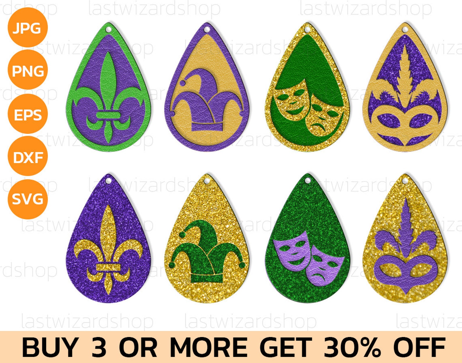 mardi gras earring molds