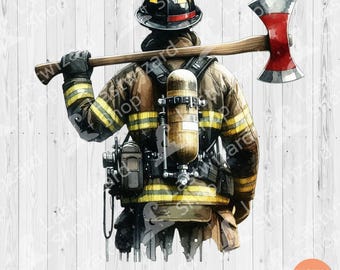 Brandweerman pensioen PNG, gekruiste assen brandweerman sublimatie ontwerp, First Responder digitale download, Hero Tribute Clipart