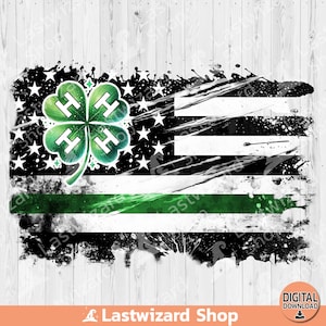 4h Klee Amerikanische Flagge Png, 4-h Klee Sublimationsdesign, Aquarell Kleeblatt Clipart, 4h Messe Png, vier Klee Png, 4h Motto, Digital