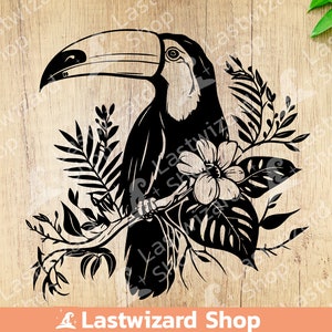 TOUCAN with Tropical flowers svg, Exotic Svg, South America Svg, Costa Rica Svg, Cricut, silhouette, png, Gift for Birdwatcher, Bird Lover