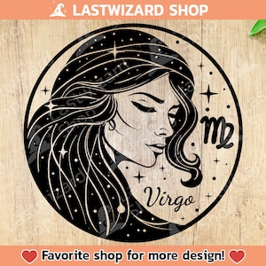 Celestial Virgo Zodiac Astrologie Zeichen svg, Astronomie svg, Geburtstagsdekoration, Tarotkarten svg, Png, Dxf Cricut, Geschenk für Horoskop
