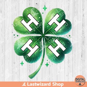 4h Klee Png, 4-h Klee Sublimationsdesign, Aquarell Kleeblatt Clipart, 4h Messe Png, vier Klee Png, 4h Motto, digitaler Download