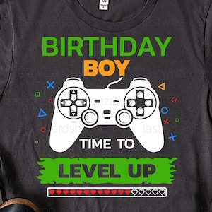 Birthday Boy Gamer Svg, Es hora de subir de nivel Svg, Gaming Svg, Retro Birthday Png, Gamer Boy Camiseta, Png, Eps, Cortar archivos para Cricut, Silueta