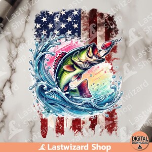 Bass Fishing Amerikaanse vlag PNG, visser sublimatie ontwerp, hengel clipart, cadeau voor papa, echtgenoot, hengel png, digitale download