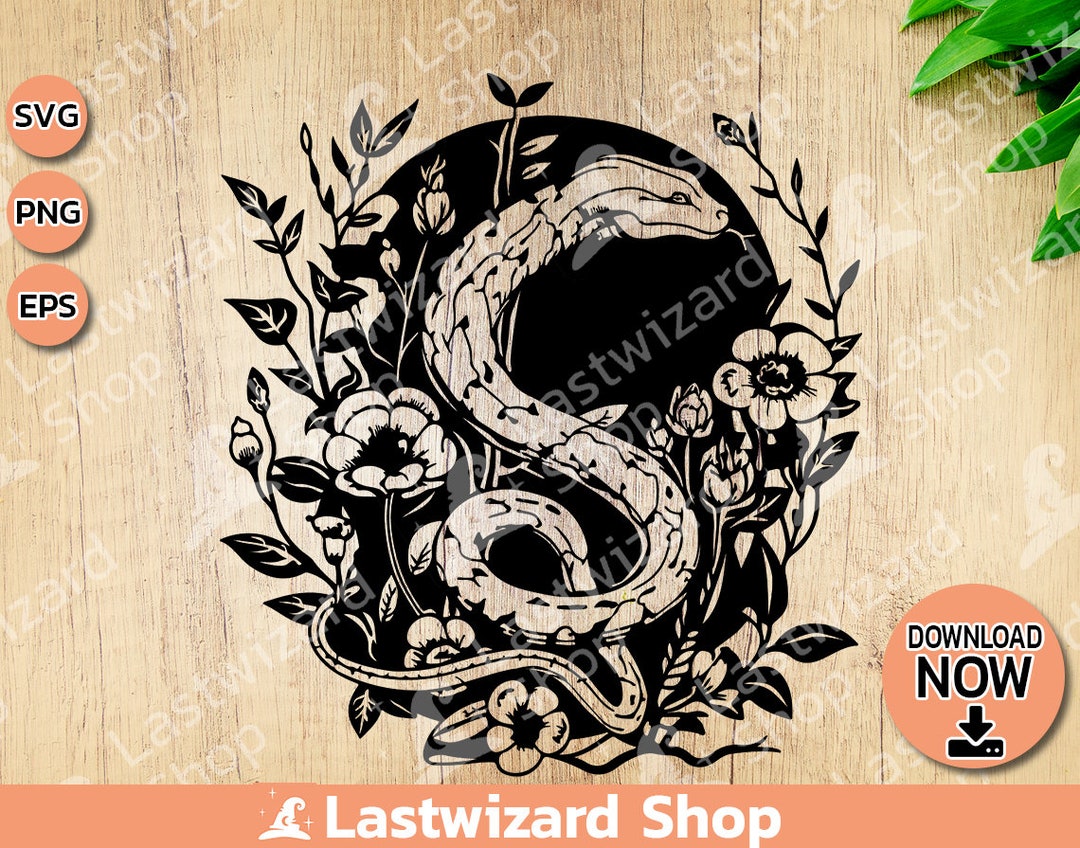 Floral Snake Svg, Python Svg, Cobra Svg, Boa Svg, Anaconda Svg, Black ...