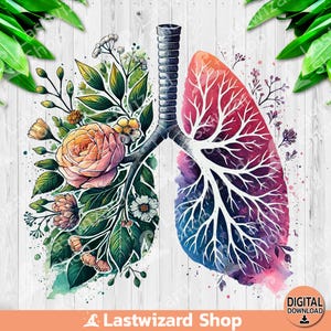 Floral longen aquarel clipart: anatomie sublimatie ontwerp (PNG)