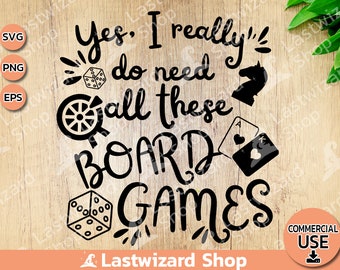 Board Games SVG: Dice, Cards, Tabletop Gaming Lover (Digital Download)
