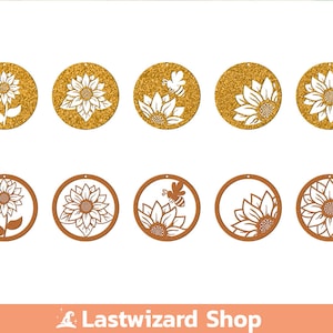 Zonnebloem cirkel oorbellen Svg, kunstleer oorbellen, oorbel sjabloon, bloem & bijenoorbel vorm sjablonen, gesneden bestanden, Cricut, silhouet