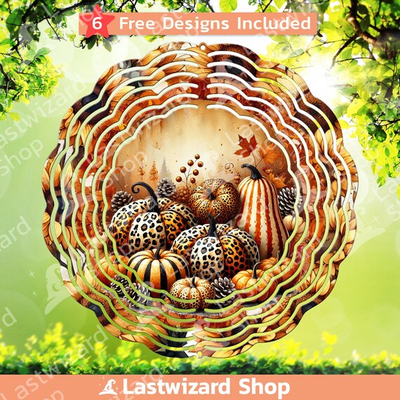 Leopard Pumpkin Wind Spinner PNG: Fall Sublimation Design (Digital Download)