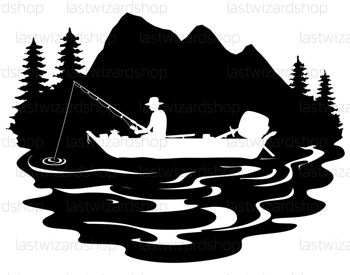 Bass Fishing Scene Svg Fisherman Svg Boat Svg Fish Svg | Etsy