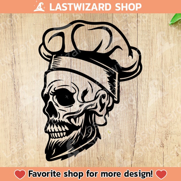 Chef Skull Svg Png Dxf, Cooking Chef Svg, Chef Apron Svg, Kitchen Svg, Baking, Cooking Lover, Cricut, Chef Knife, Father, Culinary Student