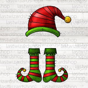 Elfenmütze und Füße Png, Weihnachtself Beine Png, Weihnachtsmann, Elfen-Monogramm Png, Sublimationsdesign, Elfen-Weihnachtshemden Png, Weihnachtself Png