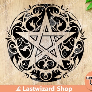 Arquivo PNG SVG do Pentagrama Baphomet, Bruxaria Sobrenatural, Bruxa Mandala para Camiseta, Presente de Halloween, Decoração de Parede Wiccan, Estêncil para Cricut