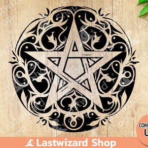 Baphomet Pentagram SVG PNG File, Supernatural Witchcraft, Mandala Witch for T shirt, Halloween Gift, Wiccan Wall Decor, Stencil for Cricut