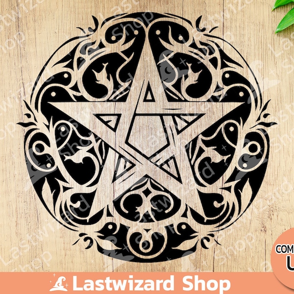 Baphomet Pentagram SVG PNG File, Supernatural Witchcraft, Mandala Witch for T shirt, Halloween Gift, Wiccan Wall Decor, Stencil for Cricut