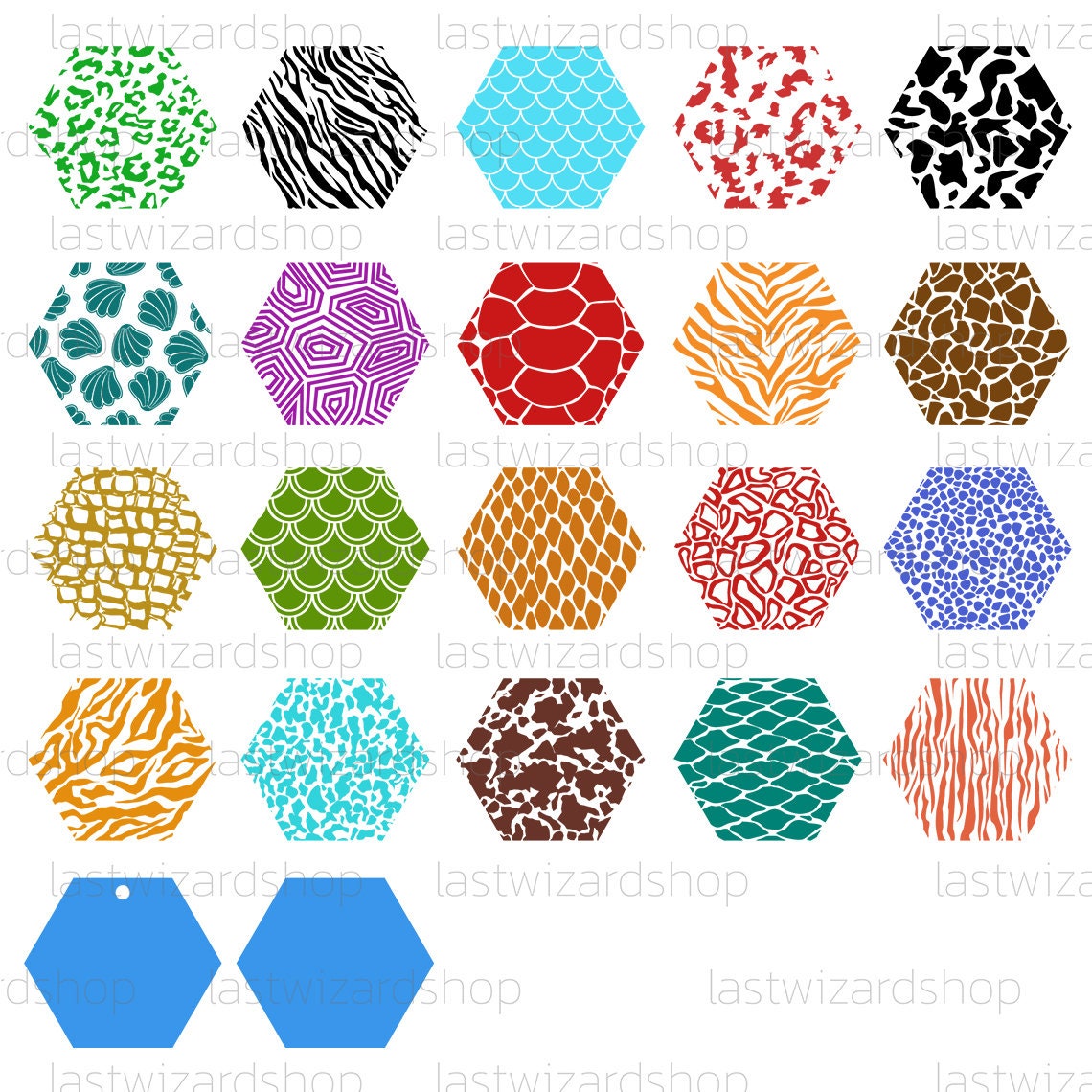 20 Animals Hexagon Pattern Svg Keychain Patterns Svg Key Fob | Etsy