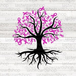 Borst kanker boom Svg, kanker bewustzijn Svg, Pink Ribbon Svg, levensboom Svg, oktober borstkanker, dxf, png, eps, gesneden bestanden - Cricut