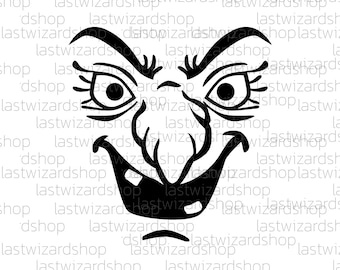 Witch face Svg, Resting witch face Svg, spooky svg, witch clipart, Png, Dxf Shirt Cut Files - Cricut, Silhouette, Gift for Halloween