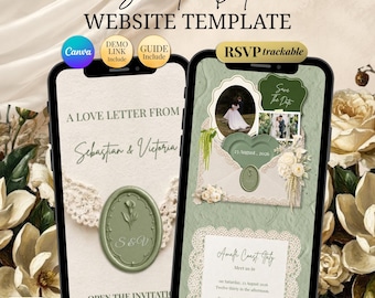 Save The Date Wedding Sage Green For Paperless Couples | Sage Green Wedding Invitations Garden Old Money Digital Save The Date Announcement