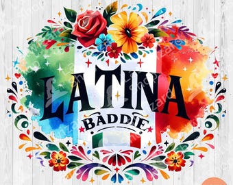 Latina Baddie PNG: Watercolor Mexican Clipart (Digital Download)