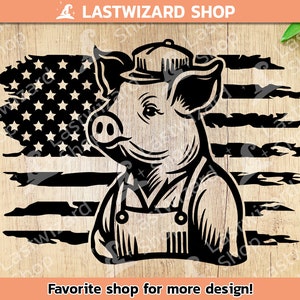 Pork Shop With USA Flag Svg Png, Barbecue Svg, Grill Svg, Local Support Farmer United States Svg, Cricut, Steak Barbecue Restaurant Decor
