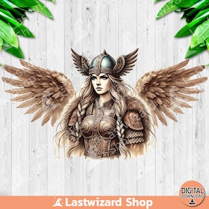 Valkyrie Portrait Viking PNG, Valkyrie Viking Warrior Woman Sublimation Design, Watercolor Lady Warrior Clipart, Norse PNG, Digital Download