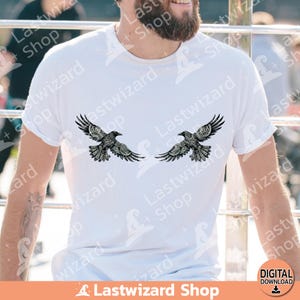 Single Norse Odin crow watercolor splash clipart PNG with Valhalla Viking warrior theme for tumbler mug and hoodie sublimation file