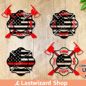 Fire Dept Badge Svg, US Flag Svg, Fire Department Svg, Maltese Cross Svg, Png, Eps, Cut Files For Cricut, Silhouette, Gift for Firefighter