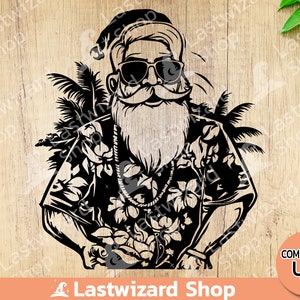 Weihnachtsmann mit Hawaii-Hemd für T-Shirt, Urlaub für Hochzeit, Brautparty, Hochzeitsstrand, Ozean-Svg, Geschenk für Weihnachten im Juli