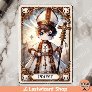 Priestertarotkaart PNG, NPC-sublimatieontwerp, Healer-rollenspel, Ultimate Fantasy Game PNG, personagelessen, spelletjesavond