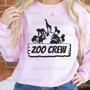 High-resolution zoo crew SVG and PNG vector file for digital crafting, iron-on transfers, and school trip posters.