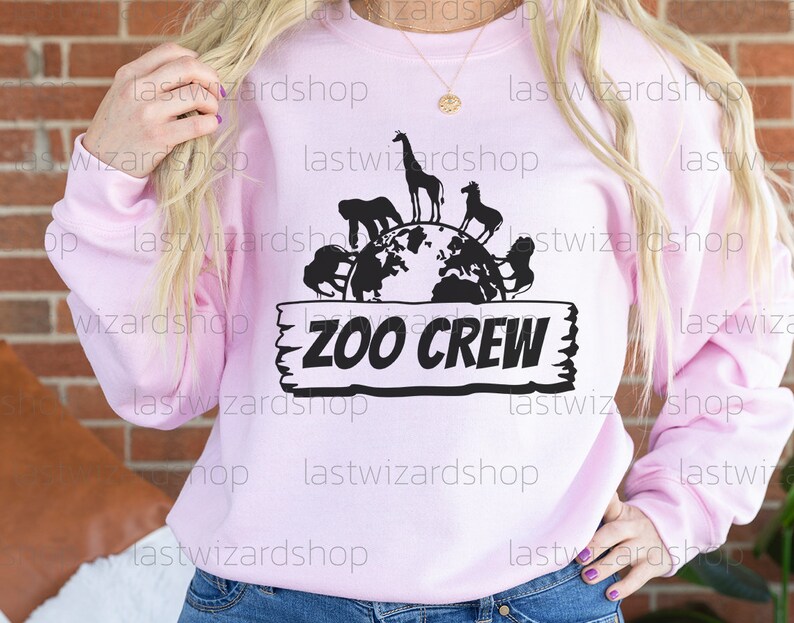 High-resolution zoo crew SVG and PNG vector file for digital crafting, iron-on transfers, and school trip posters.