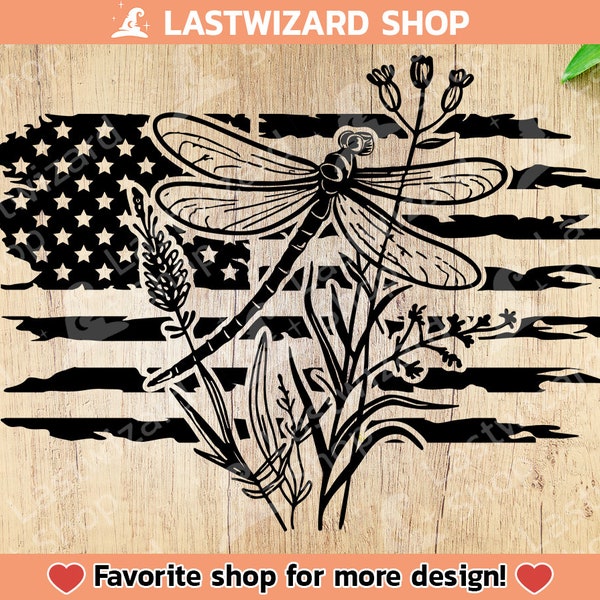 Dragonfly with USA flag svg, Insect, American Flag Svg, Summer Svg, Dragonfly garden Svg, Cricut, png, Gift for Wild Flowers lover, Wedding