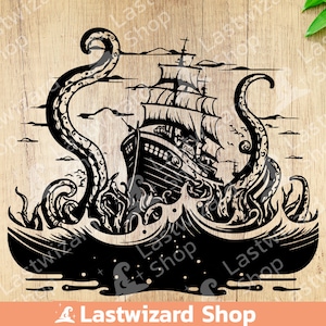 Shipwreck Kraken SVG: Pirate Octopus Tentacles Clipart (Digital Files)