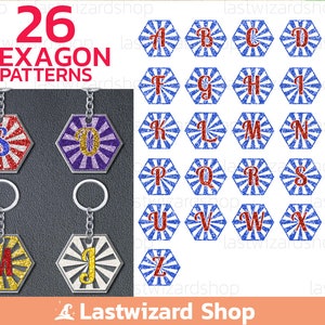 Alphabet Hexagon Keychain Svg, Hexagon Frame Svg Bundle, Font Svg, Shine Keyring Background Svg, Key Fob Svg, Keychain Patterns Png Eps Dxf