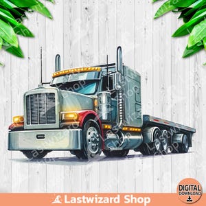 Semi Truck PNG, Truck Lovers Sublimation Design, Watercolor Semi Truck Clipart, Semi Trailer Png, Truck Driver Png, Digital Download