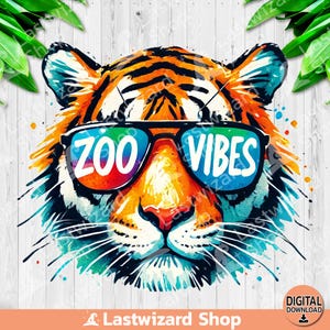 Zoo Vibes PNG, Tiger mit Sonnenbrille Sublimationsdesign, Safari Life Clipart, Kinder Zoo Reise PNG, Nationalpark PNG Mom Crew Digitaler Download