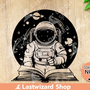 Livre avec l'astronaute et la planète pop-up svg, fichiers Svg de l'espace pour cricut, silhouette, sublimation png, cadeau pour étudiant en astronomie, enseignant