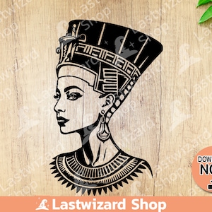 Egyptian Queen Nefertiti Svg, Pharaoh Svg, Ancient Egypt Svg, Museum Svg, History Tattoo, Vinyl Cutter, Cricut, png, Gift for Archaeologist